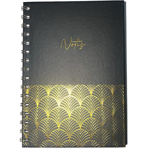 Art Deco A5 Folio Notebook - Black