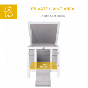 PawHut Wooden Pet Hutch Small Animal House - Grey by PawHut