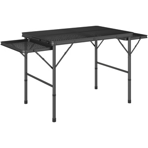 Outsunny 4.5ft Height Adjustable Camping Table with 2 Wing Panels - Black by Outsunny