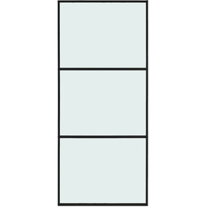 Glass Black Barn Door with Sliding Hardware Kit by Livingandhome