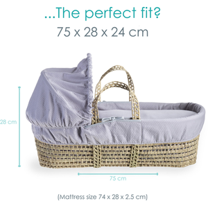 Cotton Dream Palm Moses Basket - Grey by Clair de Lune