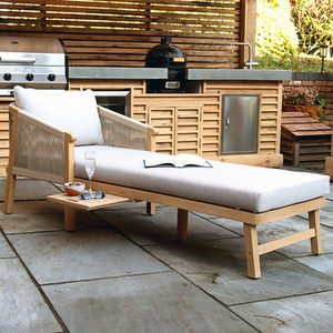 Roma Rope Sun Lounger with Side Table - Beige by Royalcraft