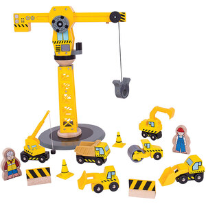 Yellow Crane Construction Set - Yellow by Bigjigs Rail
