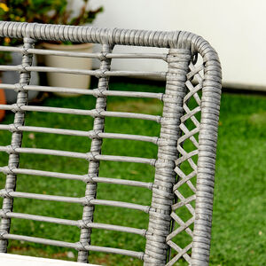 Outdoor Rattan Sofa - Lisbon Garden Sofa Chairs Table Set - Wicker and Cream - Grey by FurnitureboxUK