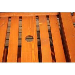 Wooden Bench 2 Seater Twin Chair With Table - Natural by BIRCHTREE