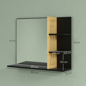 HOMCOM Bathroom Mirror Wall Mount Vanity Mirror - Black by HOMCOM