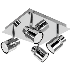 Benton 4 Way Square Spotlight IP44 Adjustable Ceiling Light - Chrome by ValueLights