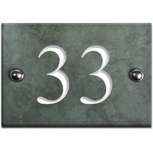 Green Slate House Number 33 - Smoky Green by The House Nameplate Company