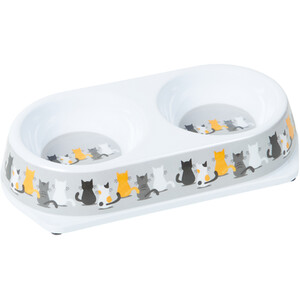 Melamine Double Cat Bowl - White