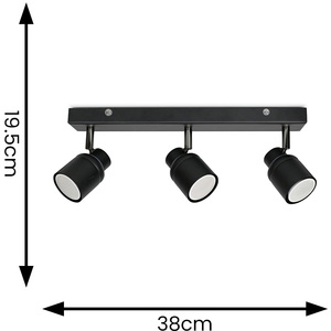 Benton 3 Way Bar Bathroom Spotlight Black - Black by ValueLights