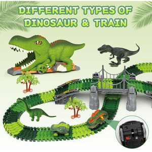 Dinosaur World Road Race Train Track Toy - green