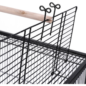 Movable Open-Style Rectangular Bird Cage with Tray Base - Black / 48cm by Livingandhome