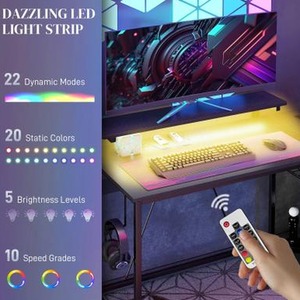 Reversible L Shaped LED Light Gaming desk - Black by Chilli Seating