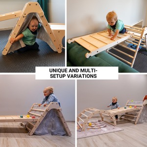 Wooden 5-in-1 Montessori Climbing Set for Toddlers - Natural by NOVECRAFTO