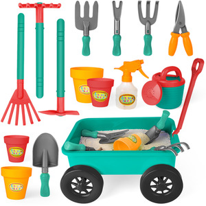 Wheelbarrow and Gardening Tools Play Set - Green