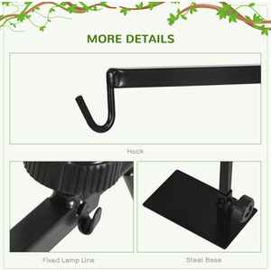 Reptile Lamp Stand with Hook Hanging Base - Black by PawHut