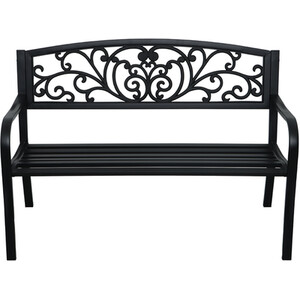 Evie Metal Garden Bench - Black by Outdoor Essentials
