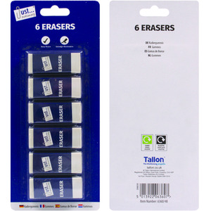 6 White Erasers - White