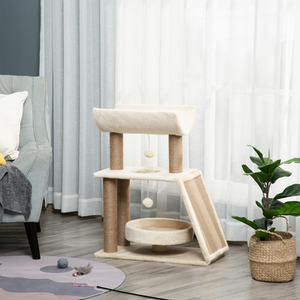 PawHut Cat Tree Tower with Scratching Posts, Pad, Bed, Perch, Toy Ball by PawHut