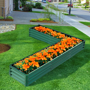 L-Shaped Galvanized Steel Raised Garden Bed - Dark Green by Livingandhome
