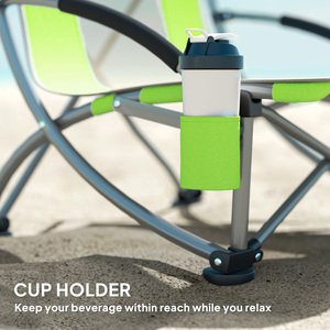 Outsunny Set of 2 Folding Beach Chair with Carry Bag - Green by Outsunny