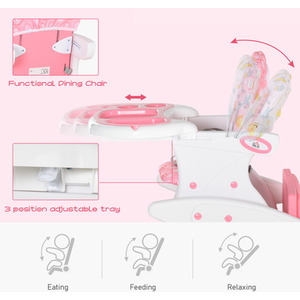 2-in-1 Convertible Baby High Chair Booster Seat - Pink by HOMCOM