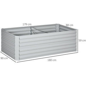 Outsunny Raised Bed for Garden Steel Planter with Reinforced Rods - Light Grey by Outsunny