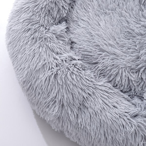 Fluffy Donut Pet Bed with Soft Plush - Light Grey / 50cm / 0.7kg by Livingandhome