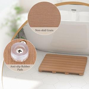 Waterproof Spa Shower Mat Bathmat - Brown by Costway