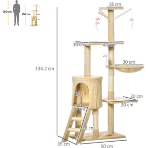 PawHut Cat Tree Activity Centre Condo - Beige by PawHut