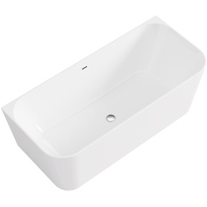 Serenova Space Saving Back To Wall Acrylic Bath - White by Fino Stone