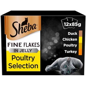 Pack of 12 Sheba Fine Flakes Poultry Jelly by Sheba