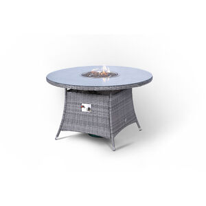 Arizona Fire Pit Round Rattan Patio Dining Set - Grey / 4 by Giardino