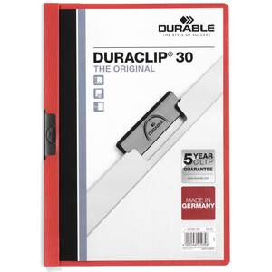 DURACLIP 30 A4 Clip Folder - Red by Durable