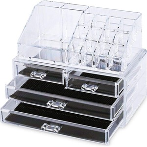 Transparent Makeup Organizer with Drawer - Clear