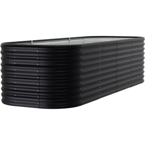 Oval Galvanised Steel Raised Garden Bed - Anthracite / 240cm / 56cm by Livingandhome