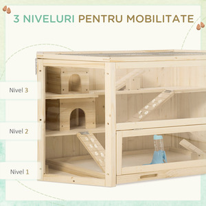 PawHut 3-Tier Wooden Hamster Cage Gerbil Play Center with Water feeder - Wood by PawHut
