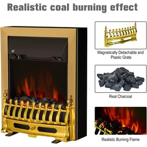 HOMCOM LED Flame Electric Fire Place-Golden - Golden by HOMCOM