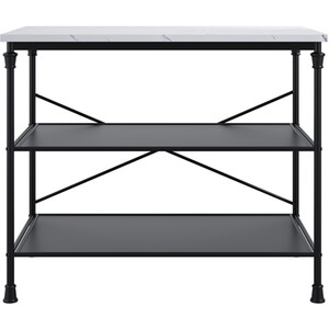 Fairmont Marble Effect Kitchen Island - Matt Black and White