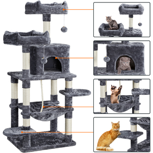 Large Cat Tree with Scratching Posts - Dark Grey by Yaheetech