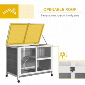 PawHut Wooden Pet Hutch Small Animal Cage - Grey by PawHut