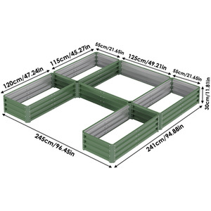 U-shaped Metal Garden Flower Bed with 5 Compartments by Livingandhome