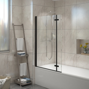 Square Bath Shower Screen Bifold Panel Pivot Screen - Black