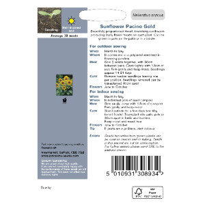 Pack of Pacino Gold Sunflower Seeds by Johnsons