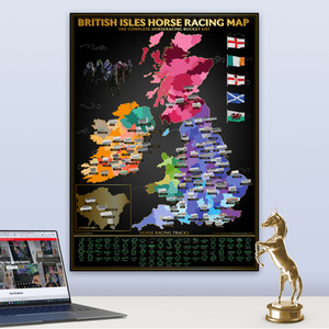 British Isles Horse Racing Map - Black by Horse Racing scratch off map