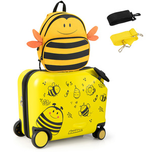 Kids Ride-on Hardshell Suitcase Backpack - Yellow by Costway