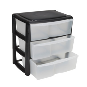 Three Drawer Wide Unit - Black