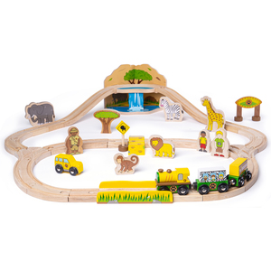 Safari Train Set - Multi-coloured by Bigjigs Rail