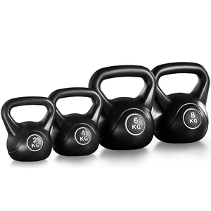 Set of 4 HDPE Kettlebell Set - Black by Yaheetech