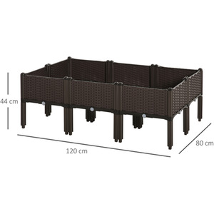 Outsunny 6 Piece Lightweight Raised Flower Bed - Brown by Outsunny